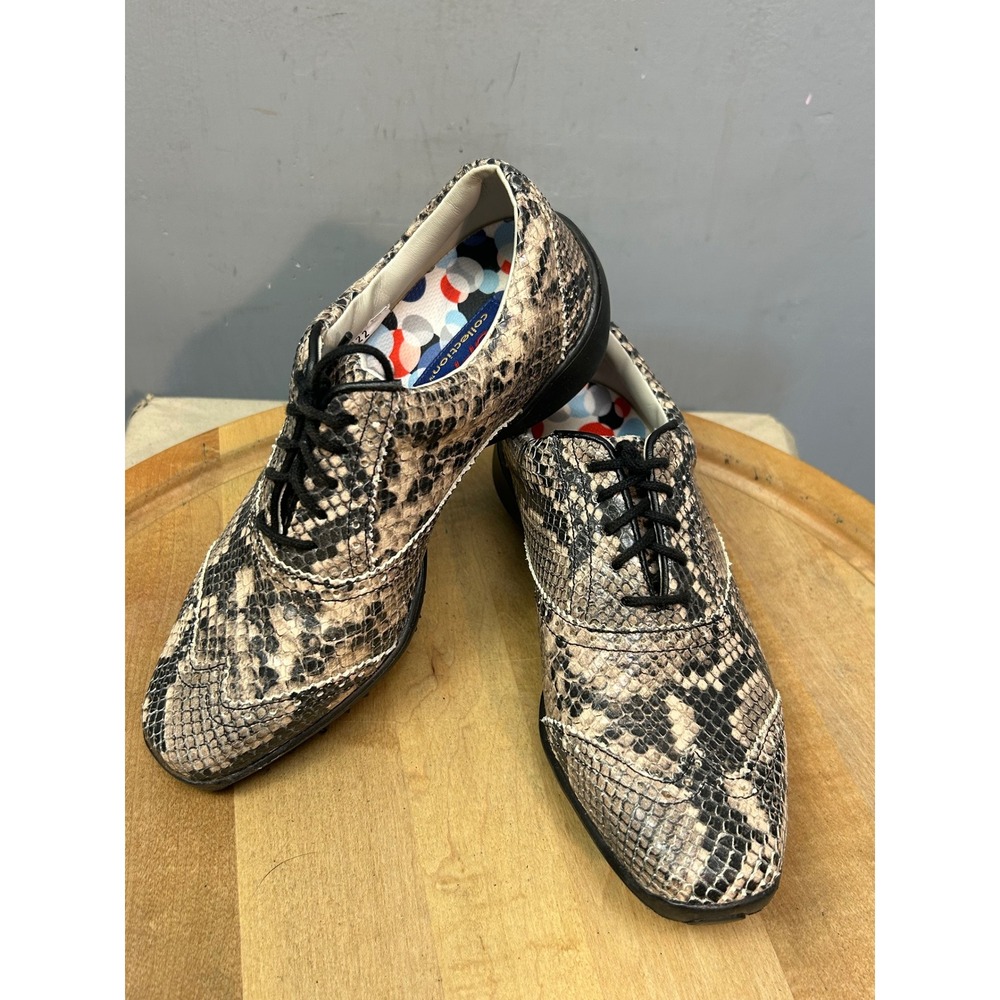 FootJoy Golf Shoes Womens 5.5‎ Tan Snakeskin LoPro Collection 97022 Wingtip